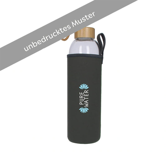 Glasflasche Bamboo mit Hülle Muster